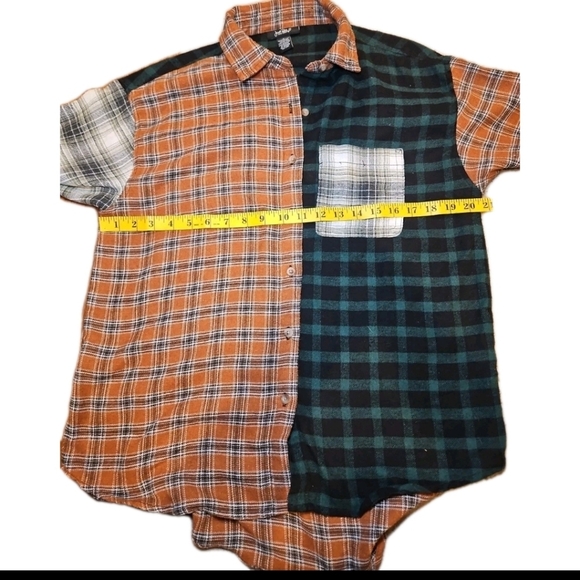 Just Polly Womens Flannel Mixed Plaid Button Down Long Colorful Sleeve Blouse S - Picture 8 of 9